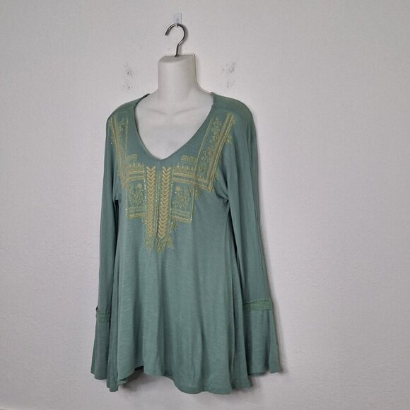 Sundance Embroidered Tunic Sz S Beaded Bell Sleeves Fairycore Whimsigoth Boho - Picture 2 of 16